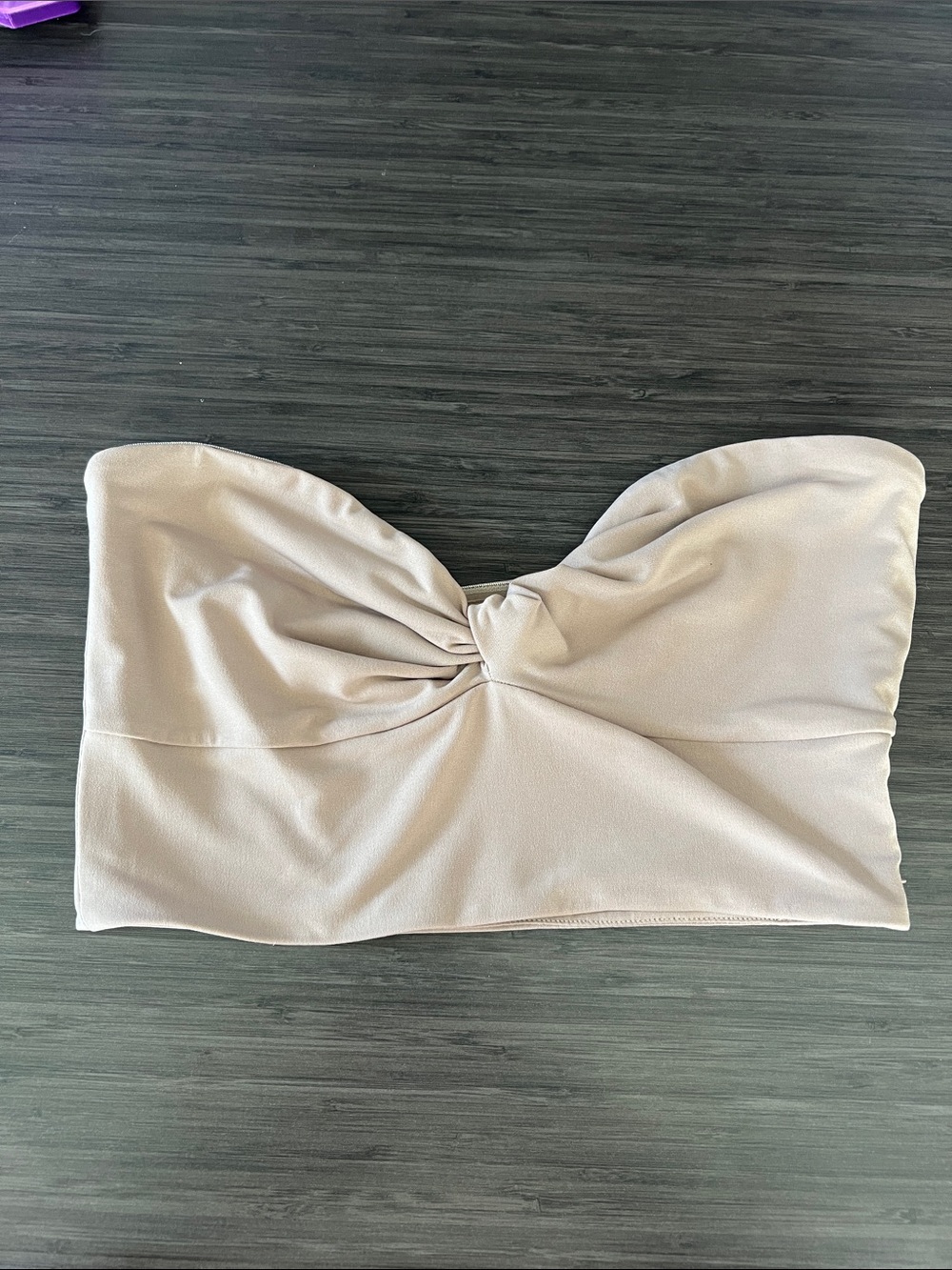 NBD Twist-Front Strapless Bandeau Top - Beige